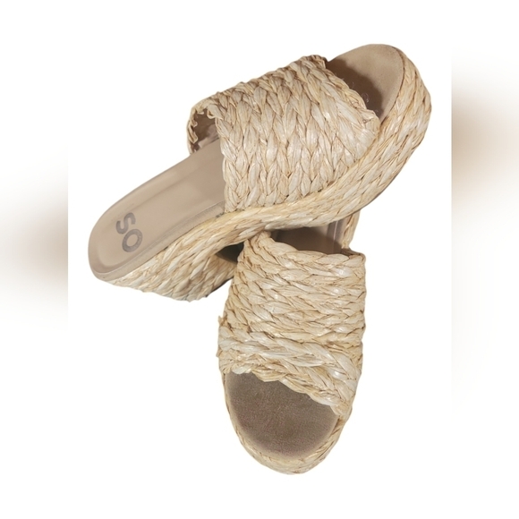 SO Women's Beena Raffia Platform Slip-on Mules Sz 8M - Picture 6 of 11